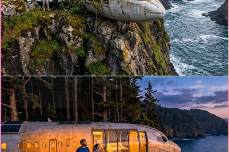 Couple Turns Abandoned Airplane Wreck Into a Modern Cliffside Home