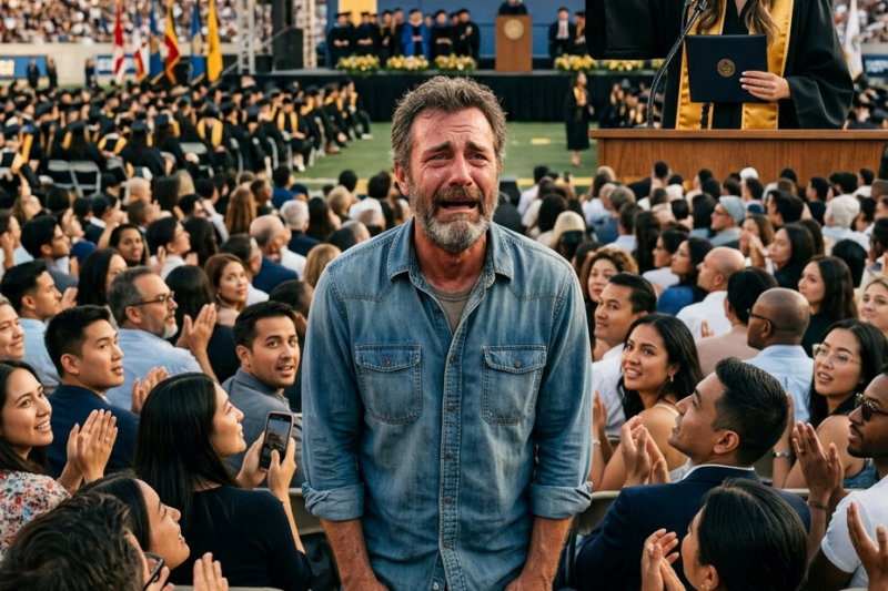 The Single Father Worked Three Jobs to Send His Daughter to College — On Graduation Day, She Walked Across the Stage and Called a Name That Made Him Stand Up Without Meaning To