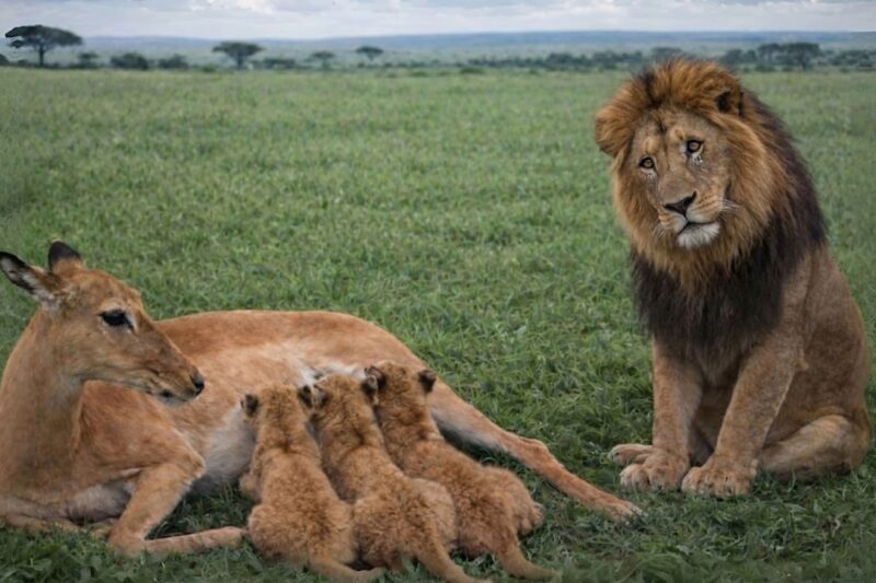 The Lion Cubs Had No Mother, So This Deer Raised 3 Baby Cubs — Years Later the Cubs Came Back and