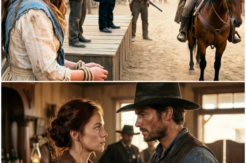 She Was Being Sold in Front of the Whole Town… Until the Cowboy No One Dared Challenge Arrived